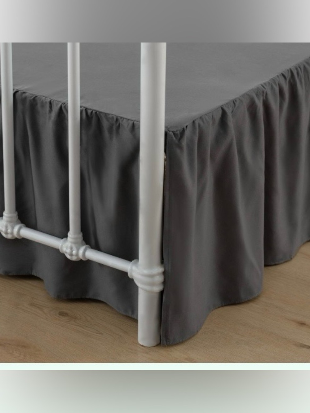 KING Split Corner Bed Skirt Dust Ruffle 18” Drip 100% Microfiber - DARK GRAY
